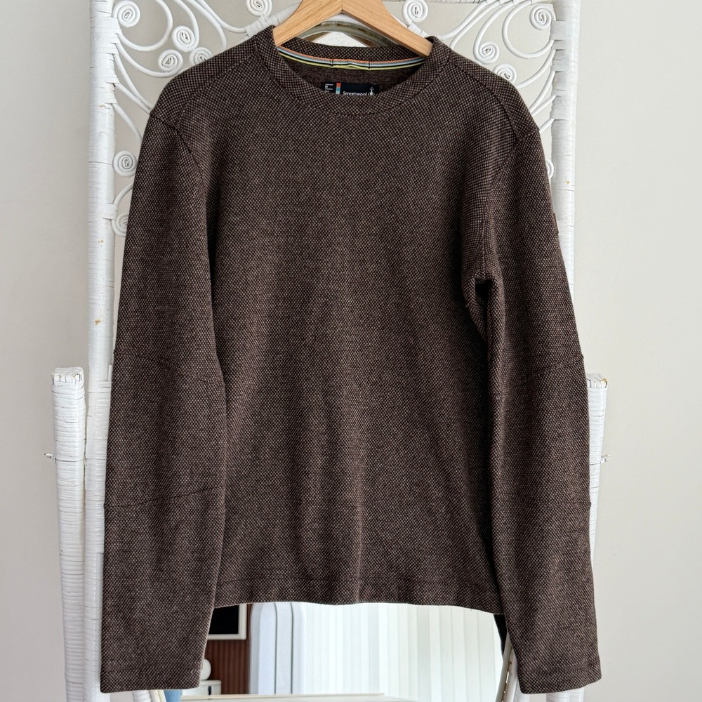 Smartwool Sweater Mens Medium Brown Merino Wool Blend Textured Crewneck